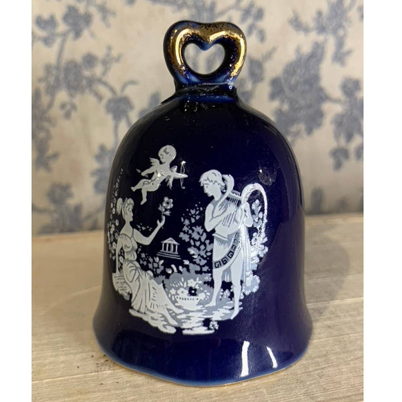 Vintage Cobalt Blue Giftcraft Toronto Noritake Japan Cupid Bell - Picture 1 of 8